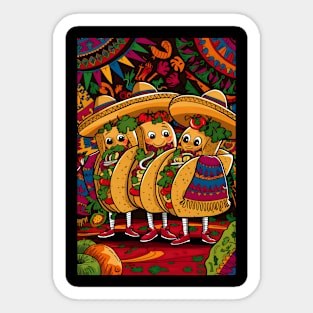 Mexican tacos folk art Sticker